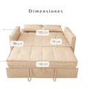 Medias del Sofá Cama modelo Elite Color Beige tela Urania Extendido