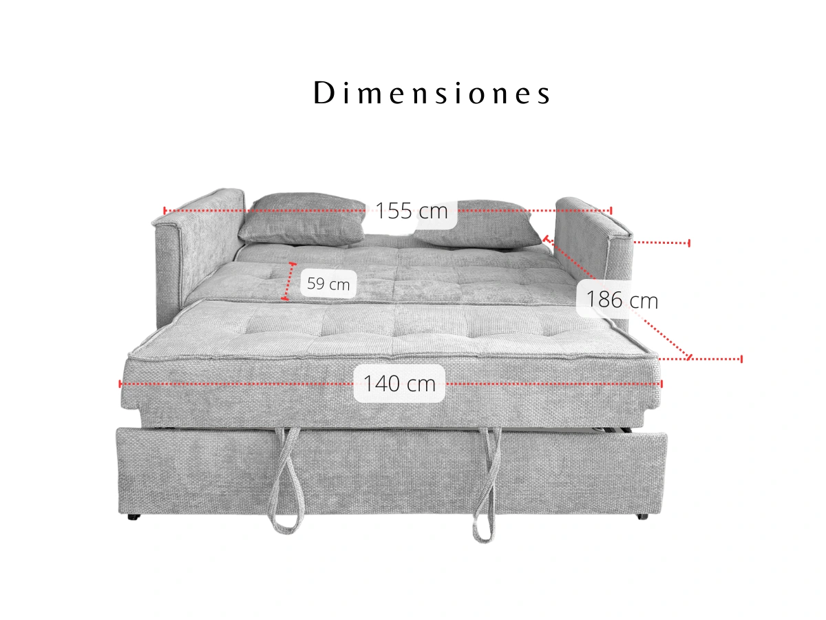 Medias del Sofá Cama Extendido modelo Elite Color Nature Tela Gloss